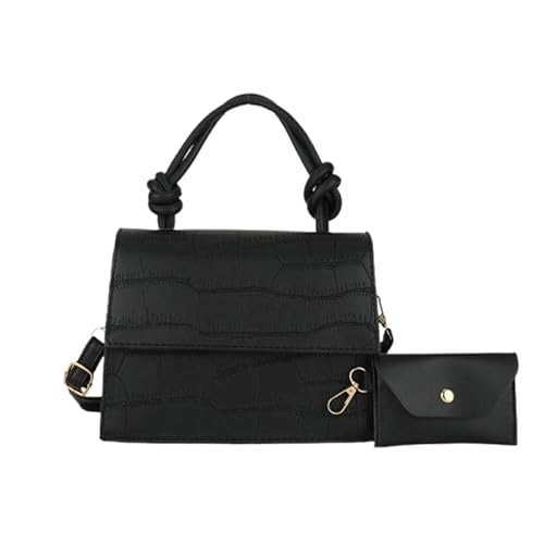 CVZQTE Modische Umhängetasche, große Kapazität, Crossbody-Tasche für Damen, vielseitige Handtasche, quadratische Tasche, PU-Tasche mit kleiner Geldbörse, Schwarz von CVZQTE