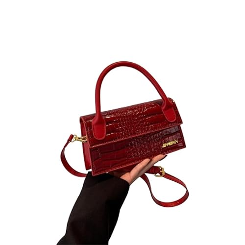 CVZQTE Modische Umhängetasche, große Kapazität, Crossbody-Tasche für Damen und Mädchen, vielseitige Handtasche, Steinstruktur, PU-Tragetasche, rot von CVZQTE