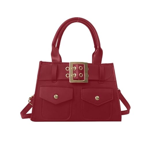 CVZQTE Modische Umhängetasche, große Kapazität, Crossbody-Tasche für Damen und Mädchen, vielseitige Handtasche, kleine quadratische Tasche, Vintage-PU-Tragetasche, rot von CVZQTE