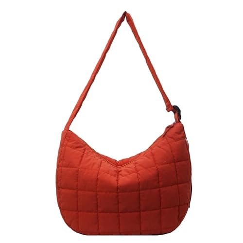 CVZQTE Modische Umhängetasche für Damen, große Kapazität, Handtasche, trendig, gesteppt, Schultertasche für Herbst und Winter, Orange von CVZQTE