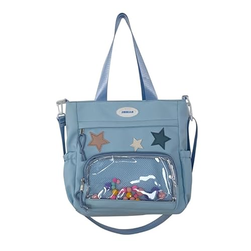 CVZQTE Modische transparente Umhängetasche, funktionale Handtasche, praktische Nylon-Schultertasche für Damen, Studenten, hellblau von CVZQTE