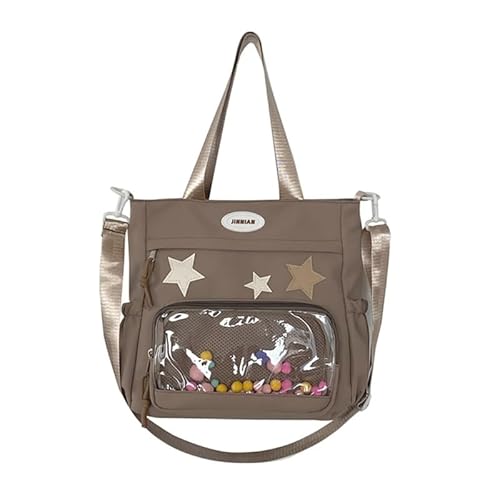 CVZQTE Modische transparente Umhängetasche, funktionale Handtasche, praktische Nylon-Schultertasche für Damen, Studenten, khaki von CVZQTE