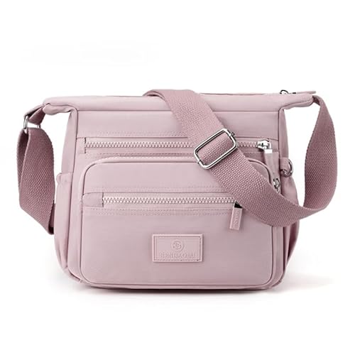 CVZQTE Nylon-Schultertasche mit mehreren Taschen, verstellbarer Riemen für bequeme Passform, ideal für Reisen, Wandern und den täglichen Gebrauch, hellviolett von CVZQTE