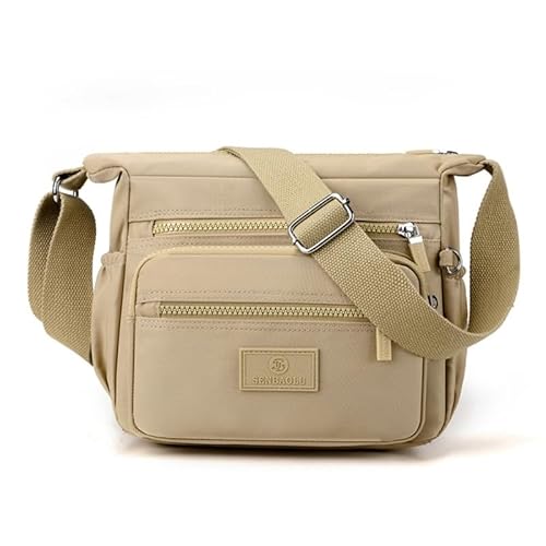 CVZQTE Nylon-Schultertasche mit mehreren Taschen, verstellbarer Riemen für bequeme Passform, ideal für Reisen, Wandern und den täglichen Gebrauch, khaki von CVZQTE