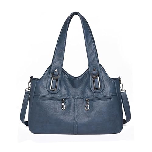 CVZQTE PU Tasche Handtasche Vintage Crossbody Bag Tote Mode Vielseitige Schultertasche für Frauen Mädchen Große Kapazität Spritzwassergeschützte Tasche, blau von CVZQTE