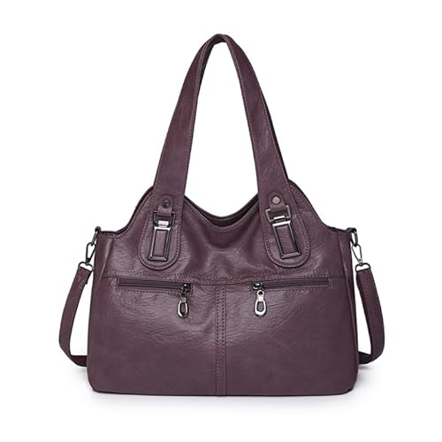 CVZQTE PU Tasche Handtasche Vintage Crossbody Bag Tote Mode Vielseitige Schultertasche für Frauen Mädchen Große Kapazität Spritzwassergeschützte Tasche, violett von CVZQTE