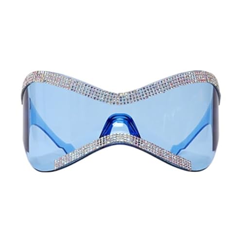 CVZQTE Punk-Sonnenbrille Übergroße Schutzbrille Sport-Sonnenbrille Y2K-Sonnenbrille Diamant-Strass-Sonnenbrille Future EyeGlasses von CVZQTE