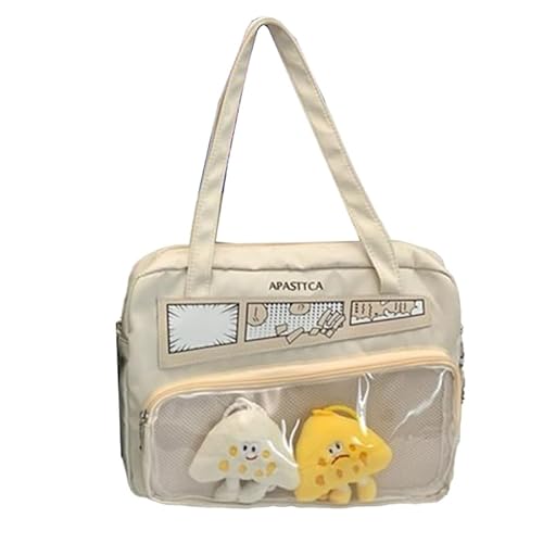 CVZQTE Schulmädchen Nylon Schulter Handtasche Itabag Japanischer Stil Uniform Damen Transparente Umhängetasche für Anime Pin Display von CVZQTE