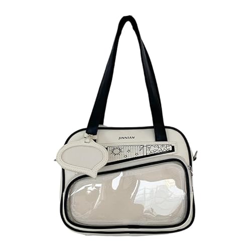 CVZQTE Schulmädchen PU Schulterhandtasche Itabag im japanischen Stil für Damen, transparente Farbblock-Umhängetasche für Anime-Pin-Display von CVZQTE