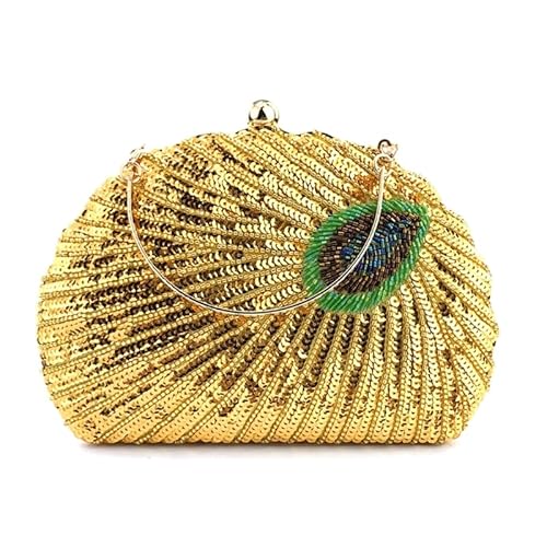 CVZQTE Schulter-Umhängetasche für Damen, formelle Pailletten, Perlen, Pfau, Abendtasche, Damengeldbörse, Hochzeits-Clutch, Cocktail-Handtasche von CVZQTE