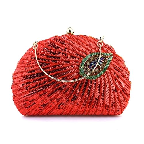 CVZQTE Schulter-Umhängetasche für Damen, formelle Pailletten, Perlen, Pfau, Abendtasche, Damengeldbörse, Hochzeits-Clutch, Cocktail-Handtasche von CVZQTE