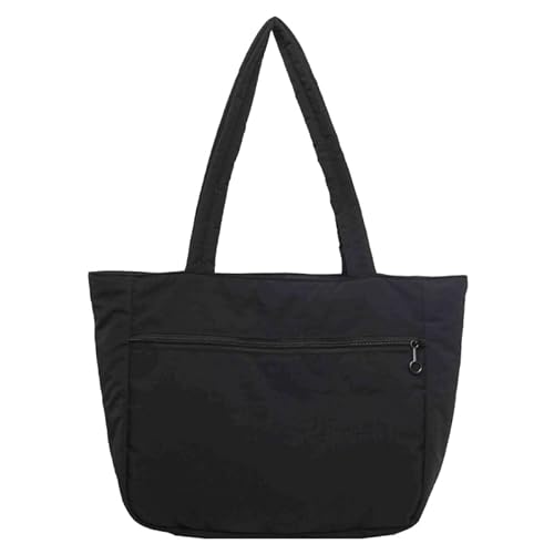 CVZQTE Schultertasche, Einkaufstasche, einfarbig, Einkaufstasche, großes Fassungsvermögen, Handtasche für Mädchen und Frauen, modische Schultaschen, trendige Tragetasche, Schwarz von CVZQTE