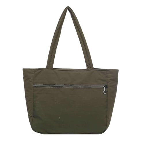 CVZQTE Schultertasche, Einkaufstasche, einfarbig, Einkaufstasche, großes Fassungsvermögen, Handtasche für Mädchen und Frauen, modische Schultaschen, trendige Tragetasche, grün von CVZQTE