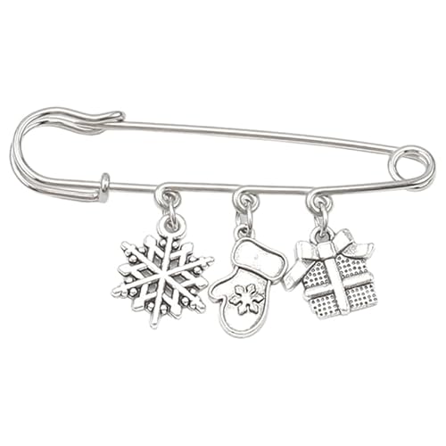 CVZQTE Stilvolle Kettenbrosche, Anstecknadel, Weihnachtsserie, Pullover, Schal, Clips, langlebiges Bekleidungszubehör, Legierungsmaterial für Damen und Mädchen, Sterling-Silber von CVZQTE