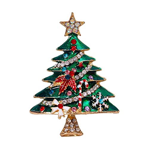 CVZQTE Stilvolle Weihnachtsbaum-Brosche mit Kristallen, für Weihnachten, für Strasssteine, Emaille, Brosche, Anstecknadel, modische Damen-Brosche, Hochzeitskleid, Sterling-Silber von CVZQTE