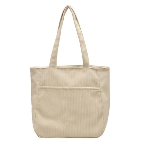 CVZQTE Strapazierfähige Cord-Umhängetasche, geräumige Handtasche für Damen, ideal für Uni und Reisen, beige von CVZQTE