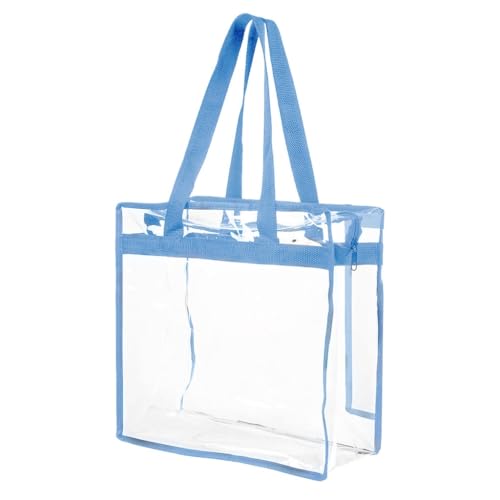 CVZQTE Transparente Handtasche für Damen, PVC, Umhängetasche, Strandtasche, modische Tasche mit Tragegriff oben, Einkaufstasche, Stadion, Sporttasche, himmelblau von CVZQTE