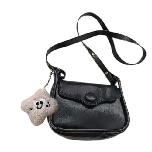 CVZQTE Trendige Umhängetasche Umhängetasche PU Handtasche mit verstellbarem Riemen Winter Quadratische Tasche Geeignet für Modeprofis, Schwarz , No pendant von CVZQTE