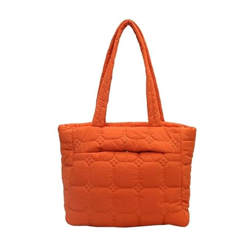 CVZQTE Trendige gesteppte Handtasche mit Tragegriff oben, schicke gesteppte Damenhandtasche, stilvolle Geldbörse, Stofftasche, leicht, perfekt für den täglichen Gebrauch, Orange von CVZQTE