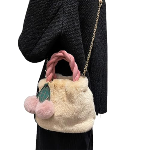 CVZQTE Trendy Damen Handtasche mit Pelz und Quasten Dekoration Kette Schultertasche perfekt für verschiedene Anlässe von CVZQTE