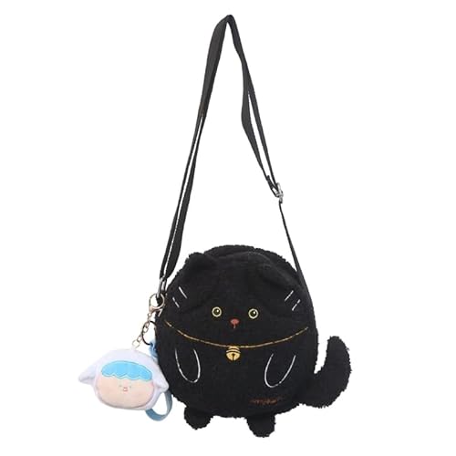 CVZQTE Umhängetasche, modisch, Cartoon, niedliche Katze, Handytasche, trendige Umhängetasche für Damen und Mädchen, vielseitige Kuriertasche, Schwarz von CVZQTE