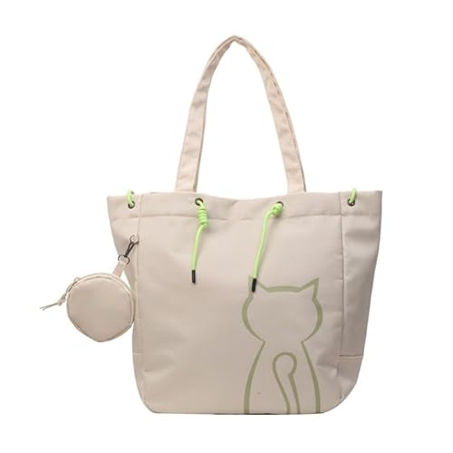CVZQTE Umhängetasche aus Segeltuch für Damen, große Kapazität, Handtasche mit süßem Katzen-Print, Einkaufstasche, Schüler-/Schultasche, Dating-Tasche für die Reise von CVZQTE