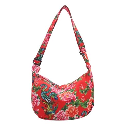 CVZQTE Umhängetasche für Damen, Motiv: Nordostblumen, Umhängetasche, große Kapazität, Kuriertasche, modische Knödeltaschen, rot von CVZQTE