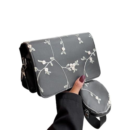 CVZQTE Umhängetasche mit Stickerei, großes Fassungsvermögen, Messenger Bag für Teenager, Mädchen und Frauen, Messenger Bag, Crossbody-Tasche mit kleiner Geldbörse von CVZQTE