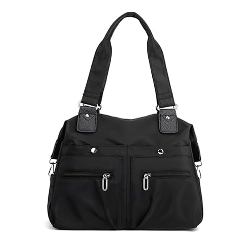 CVZQTE Vielseitige Einkaufstasche, große Kapazität, Handtasche für Mädchen, Damen, modische Tragetaschen, trendige, spritzwassergeschützte Nylontasche, Schwarz von CVZQTE