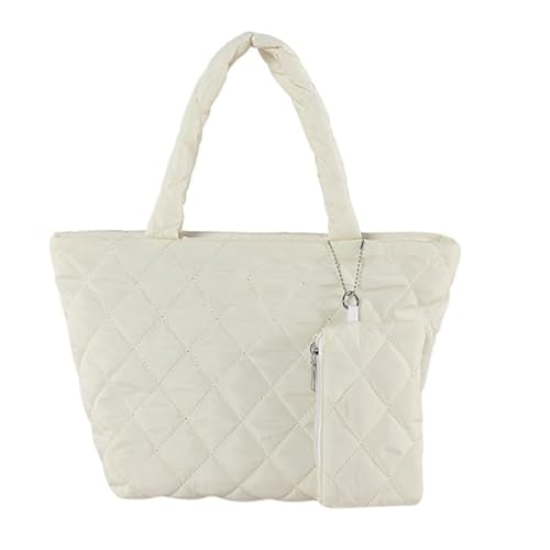 CVZQTE Vielseitige Nylon-Daunentasche für Damen, Handtasche mit Münzgeldbörse, geeignet für Reisen, Wandern und Einkaufen, weiß von CVZQTE