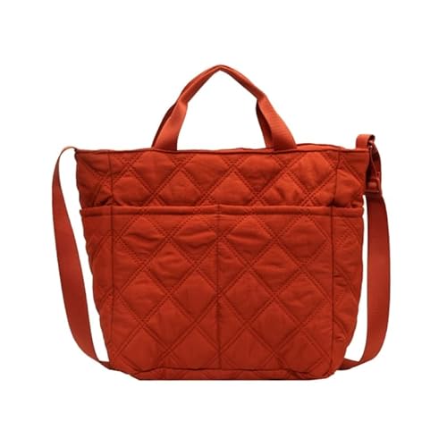 CVZQTE Vielseitige und modische gesteppte Schultertasche aus Nylon, geeignet für Studenten, Profis und Reiseliebhaber, Orange von CVZQTE