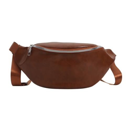 Crossbody-Hüfttasche, Vintage-Brusttasche für Teenager, Erwachsene, PU-Bauchtasche, große Kapazität, Sporttasche, vielseitige Reise-Gürteltasche, hellbraun von CVZQTE