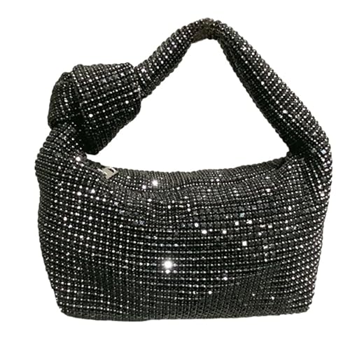 Damen Abend-Clutch, modische Clutch, Geldbörse, Glitzer, Strass, Handtasche, Unterarmtasche, Banketttasche für Partys, Schwarz von CVZQTE