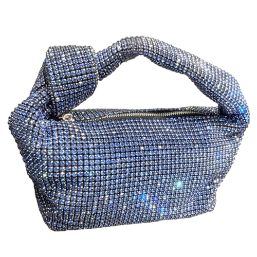 Damen Abend-Clutch, modische Clutch, Geldbörse, Glitzer, Strass, Handtasche, Unterarmtasche, Banketttasche für Partys, blau von CVZQTE