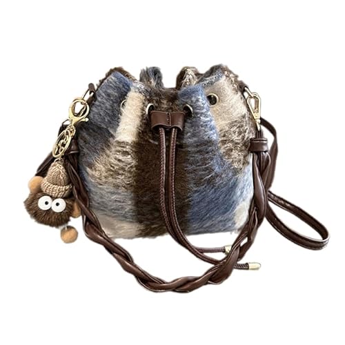 Damen Eimertasche Herbst Winter Schultertasche Weibliche Kuriertasche Mode Crossbody Tasche Koreanischer Stil Handtasche Casual Bag, blau von CVZQTE