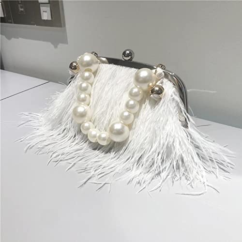 Damen Handtasche Feder Clutch Hochzeit Geldbörse Feder Schultertasche Luxus 2 Typ Kette Schlangenkette & Perle kurze Kette von CVZQTE