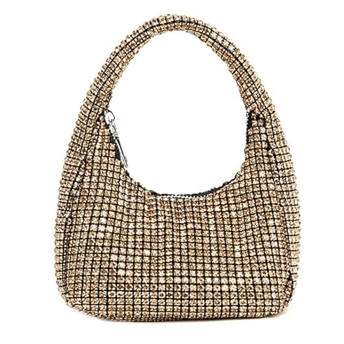 Damen Strass Handtasche Glitzer Abend Clutch Geldbörse Unterarmtasche Frauen Bankette Tasche Mode Clutch Geldbörsen für Party, gold von CVZQTE