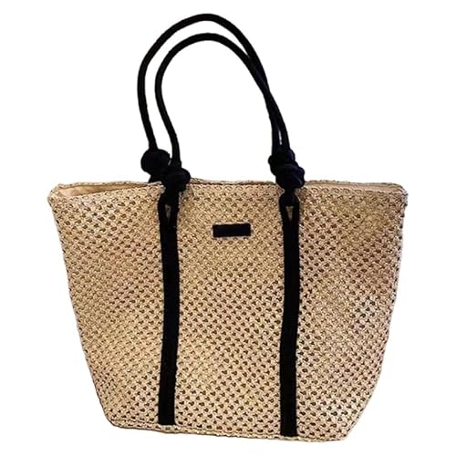 Damen Stroh Handtasche Große Kapazität Strandtasche Urlaubstasche Sommer Handgemachte Reisetasche Fashion Hollows Umhängetasche von CVZQTE