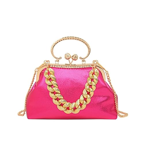 Elegante funkelnde Umhängetasche, Clutch, Abendtasche, Damen, Abschlussball-Handtasche mit dicker Kette, Umhängetasche für Bankette und Partys von CVZQTE