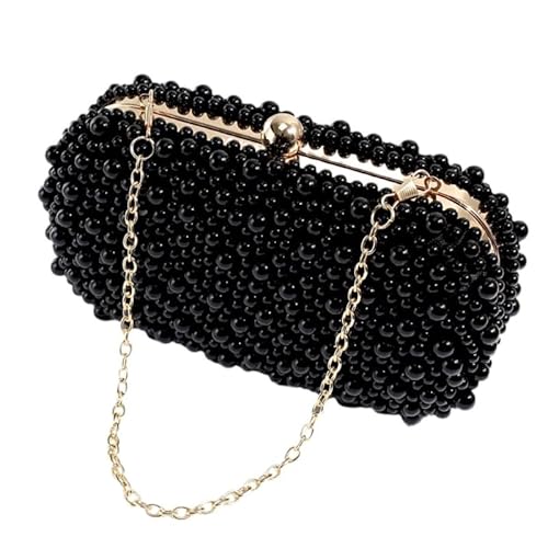 Hochzeitstasche mit Kette für Damen und Mädchen, formelle Perlen-Abendtasche, Bankett, Crossbody-Tasche, Cocktail-Handtasche, Clutch, Umhängetasche, Schwarz von CVZQTE