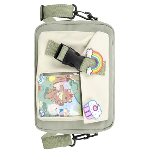 Japanischer Stil Schulmädchen süße Cartoon Messenger Bag Frauen Colorblock Canvas transparente Schulter Umhängetasche Geldbörse von CVZQTE