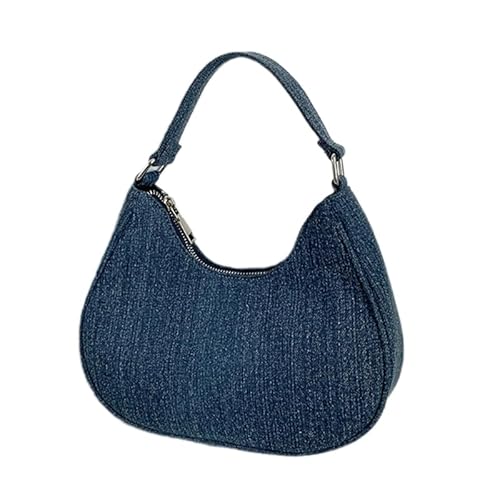 Lässige Handtasche für Damen, Hobo-Unterarmtasche, koreanischer Stil, Denim-Tasche, modische Schultertaschen, dunkelblau von CVZQTE