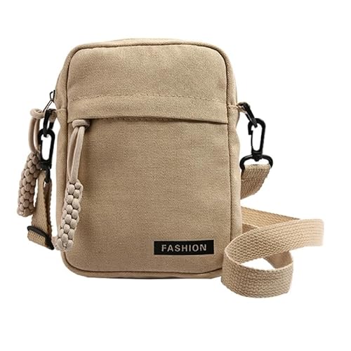 Messenger Bag Große Kapazität Canvas Schultertasche für Mädchen Crossbody Tasche Handytasche, khaki von CVZQTE