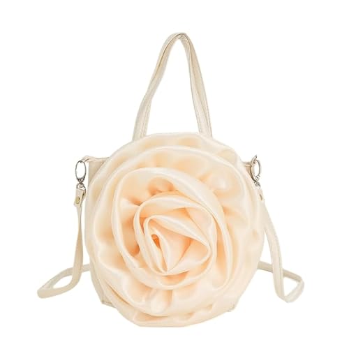 Modische Clutch-Tasche, Hochzeit, Abendtasche, 3D-Rosenform, Handtasche, Schultertasche mit abnehmbarem Riemen, Crossbody-Tasche, beige von CVZQTE