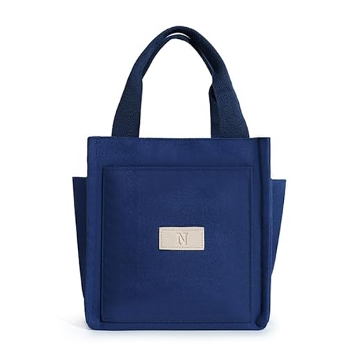 Multi Pocket Canvas Handtasche Trendy und funktional für Damen und Herren geeignet für Arbeit, Schule und Einkaufen, dunkelblau von CVZQTE