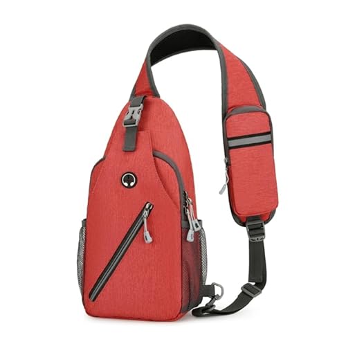 Multifunktionale Brusttasche für Herren, modisch, Trend, wasserabweisend, Schultertasche, lässig, wasserdicht, leicht, rot von CVZQTE