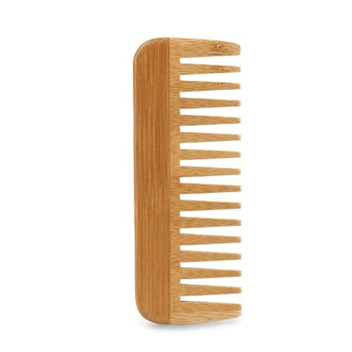 Natürlicher Bambuskamm mit breiten Zähnen, Entwirrungskämme, antistatisches lockiges Haar für Frauen und Männer, Glätten, Massieren, Verwendung im Salon zu Hause von CVZQTE