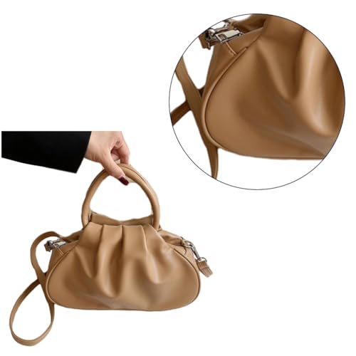 Plissierte Umhängetasche Lederhandtasche Schultertasche Damen Umhängetasche mit verstellbarem Riemen Geraffte Cloud Clutch Geldbörse von CVZQTE