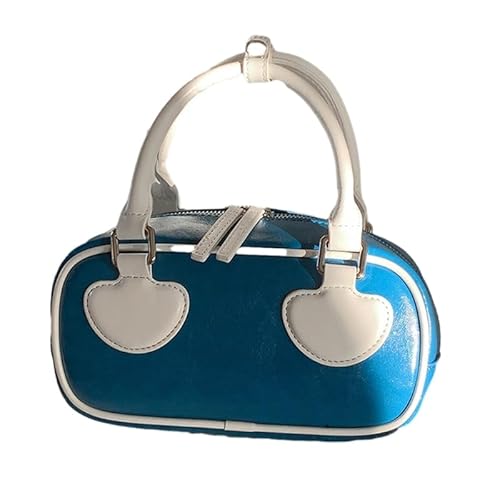 Schicke PU-Schultertasche mit einzigartiger Farbkombination, auffällig, bunte PU-Handtasche für modebewusste Frauen und Mädchen, blau von CVZQTE