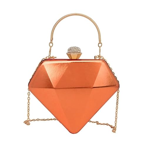 Schicke Umhängetasche mit Kette für Damen, Abendtasche, Handtasche, ideal für Hochzeiten, Büropartys und Verabredungen, Orange von CVZQTE